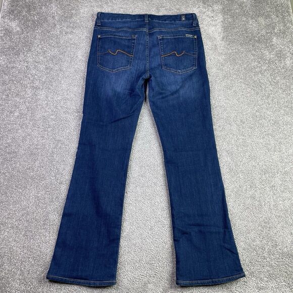 7 For All Mankind Jeans Women’s 31X29 Blue Bootcut Mid-Rise Dark Wash Stretch - Picture 3 of 15